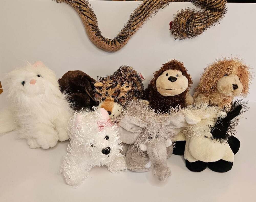 Lot of 9 Ganz Webkinz Plush Animals + 1 Angel Outfit No Codes Cat Monkey Snake